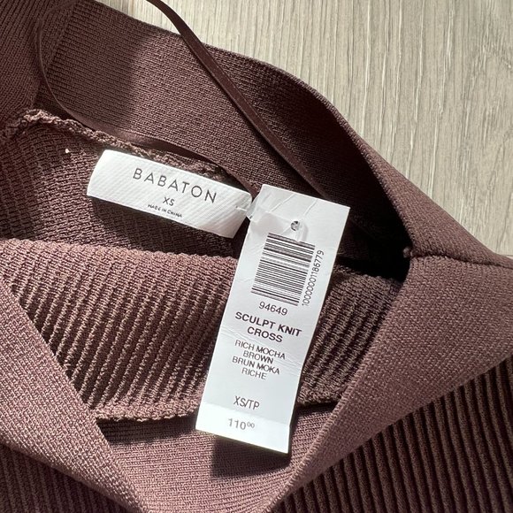 Babaton Sculpt Knit Criss Cross Dress in Rich Mocha Brown - Picture 4 of 6